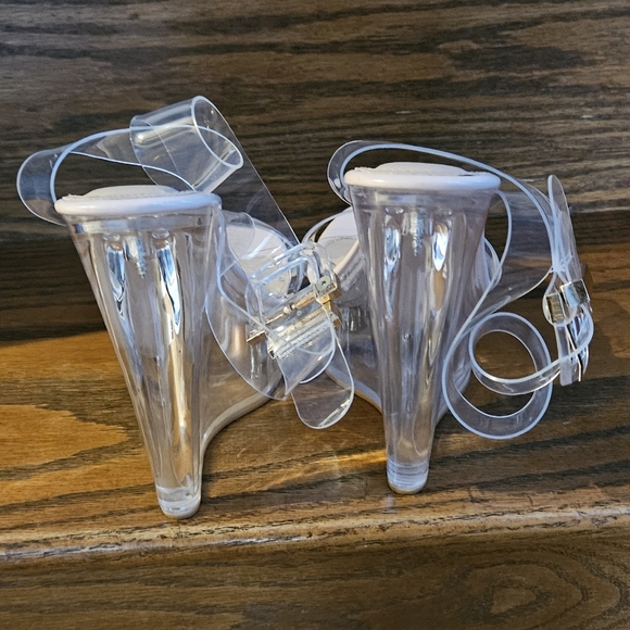 Fashion Nova See What I Want Clear Heel Nude Wedges - Picture 9 of 16